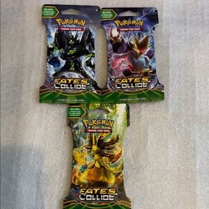 Pokemon Fates Collide Booster Packs - Green, Yellow, Black set of 3 NWOT